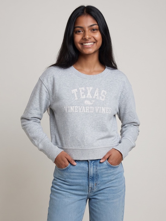 Vineyard Vines Tops - Vineyard Vines Texas Distressed Graphic Crewneck Sweatshirt Gray Preppy
